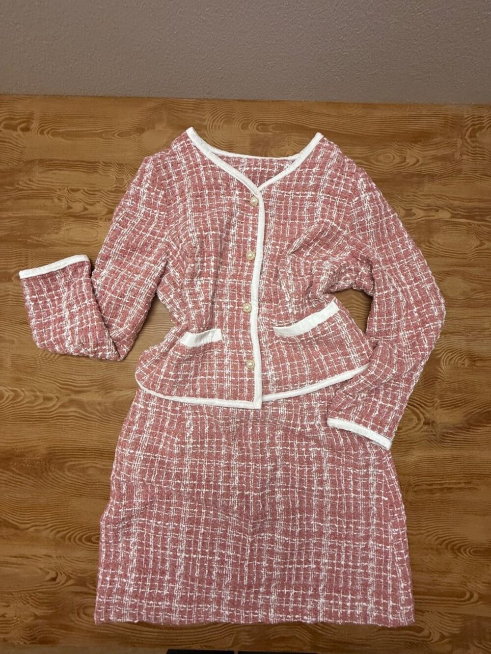 Allegra K Plaid Tweed Crop Blazer Size M - 1494 - Picture 3 of 7